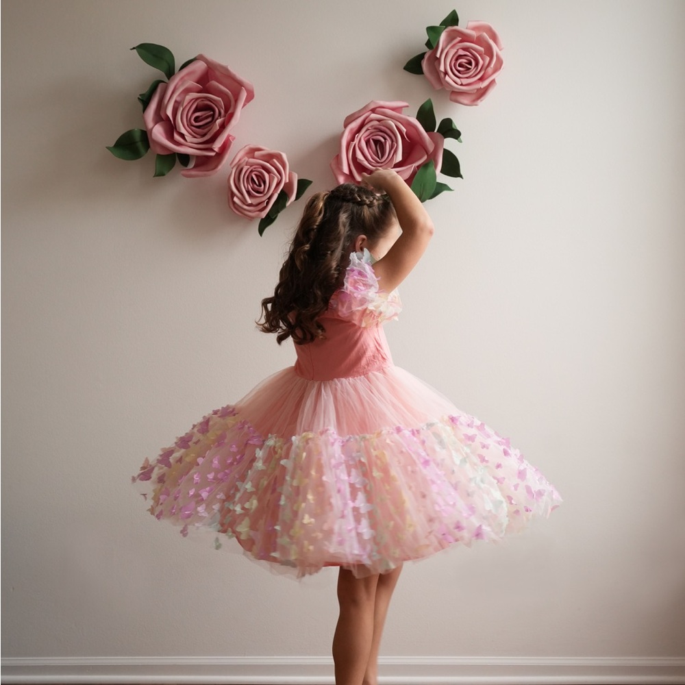 Lola and the boys- gorgeous peach butterfly dress